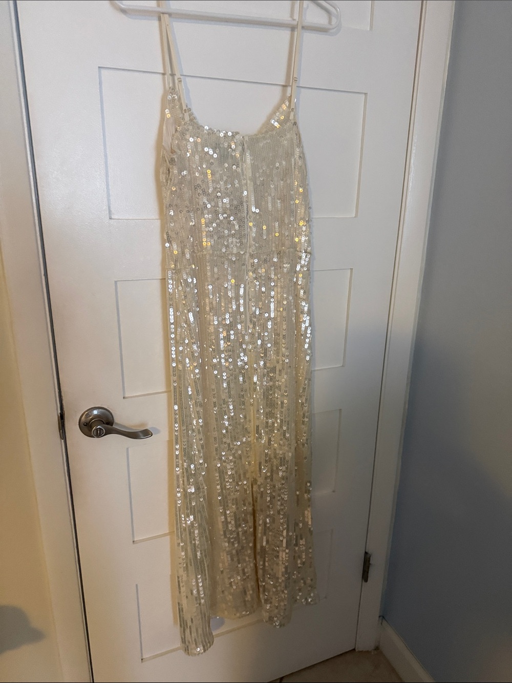 INC International Concepts Cream Sequin V-Neck Dress - Picture 3 of 3